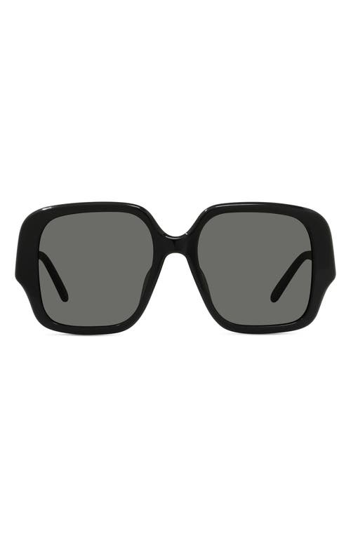 Loewe Thin 54mm Square Sunglasses in Shiny Black /Smoke at Nordstrom