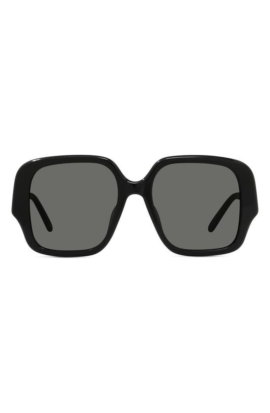 Loewe Thin 54mm Square Sunglasses In Shiny Black / Smoke