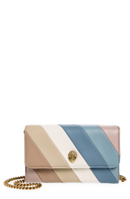 Shop Kurt Geiger London Soho Stripe Leather Chain Wallet In Blue