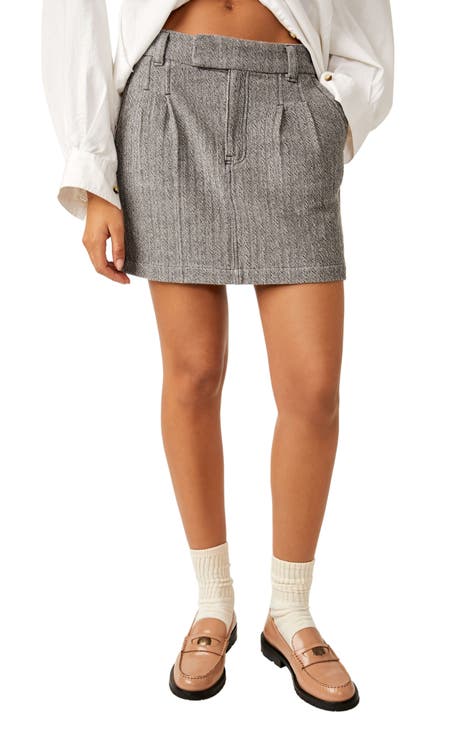 Free People Pleated Denim Micro Skirt in Canyon Blue at Nordstrom, Size 12