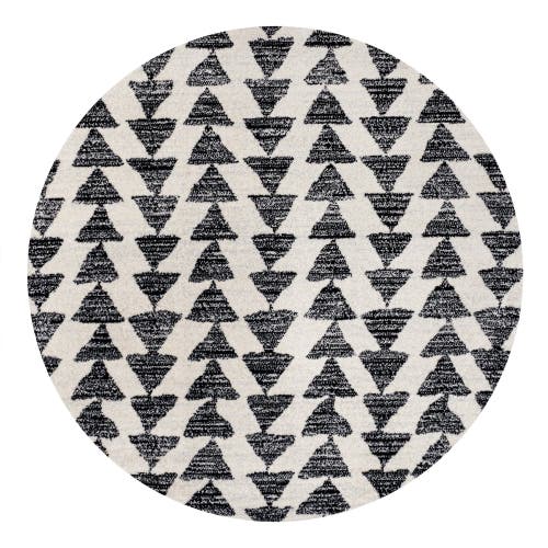 Jonathan Y Aisha Moroccan Triangle Geometric Round Area Rug In Cream/black
