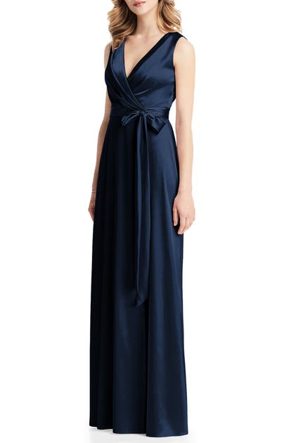 Jenny Packham Stretch Charmeuse Wrap Gown In Midnight | ModeSens