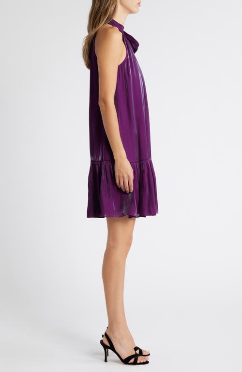 Shop Anne Klein Bow Accent Tiered Dress In Purple Bloom (y25)