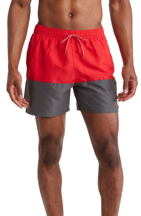Nike Colorblock Drawstring Volley Shorts In University Red