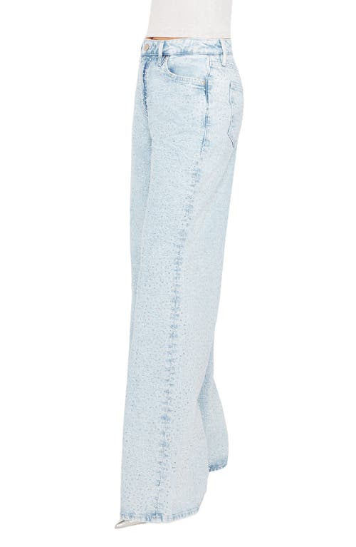 Shop Good American Good Ease Crystal Embellished Wide Leg Jeans In Indigo357