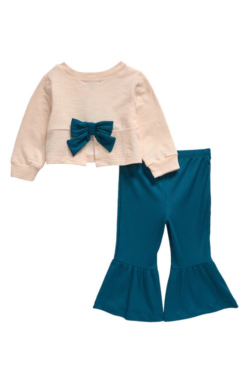 PEEK ESSENTIALS PEEK ESSENTIALS FLOWERS EMBROIDERED LONG SLEEVE TOP & FLARE PANTS SET