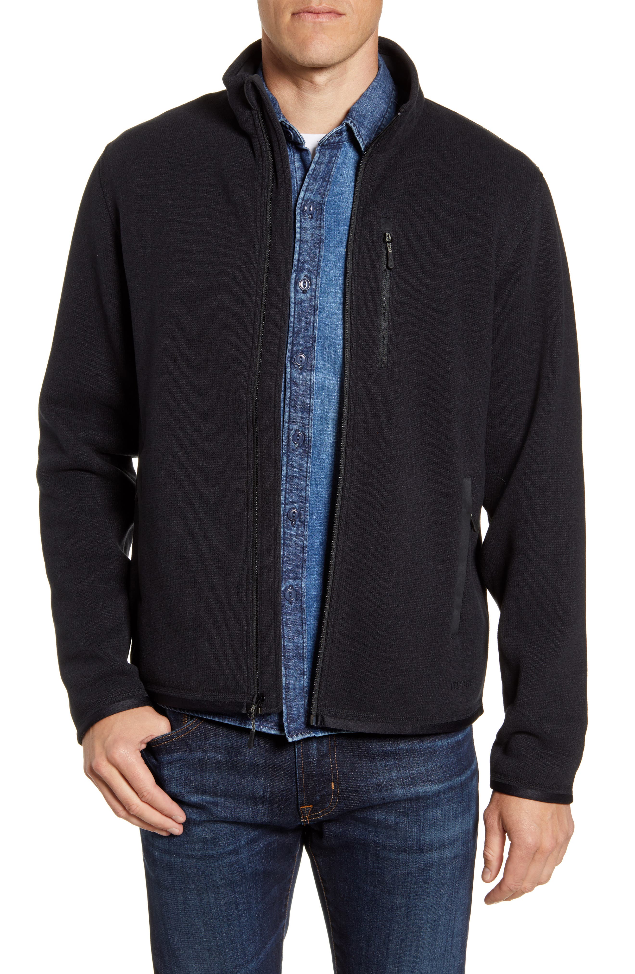 black fleece jacket