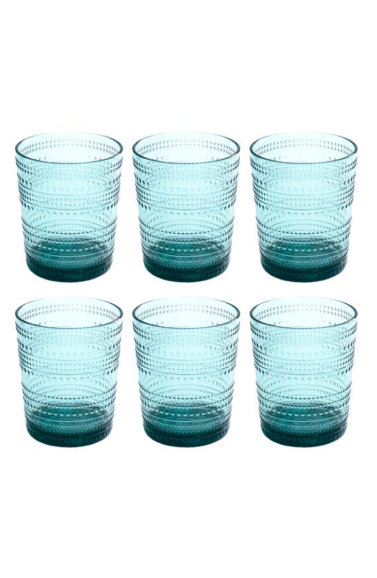 Tarhong Beaded Double Old Fashioned Cobalt Glasses, Set Of 6 In Green