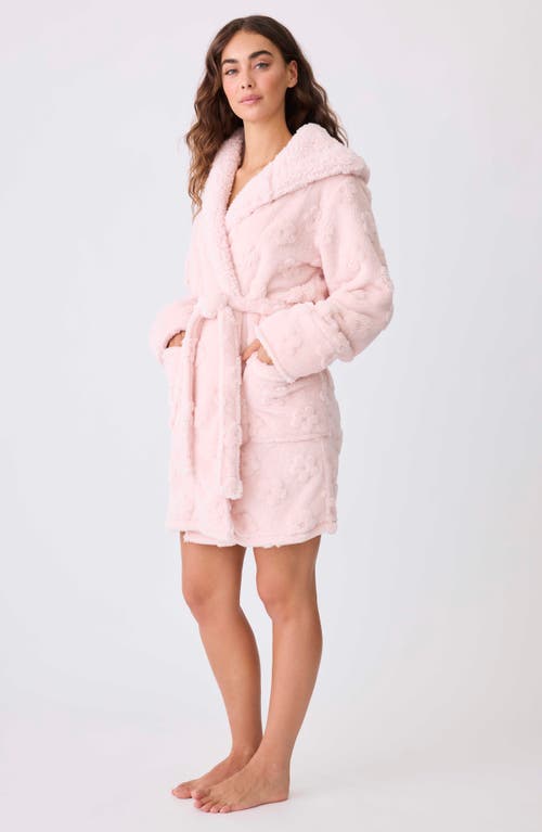 Pj Salvage Let's Get Cozy Fleece Hooded Robe In Pink Pearl