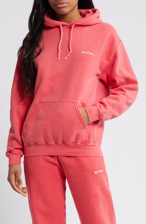 Fleece Pullover Hoodie in Washed Red