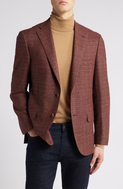 Heritage Gold Rust Textured Solid Wool Sport Coat in Burgundy 