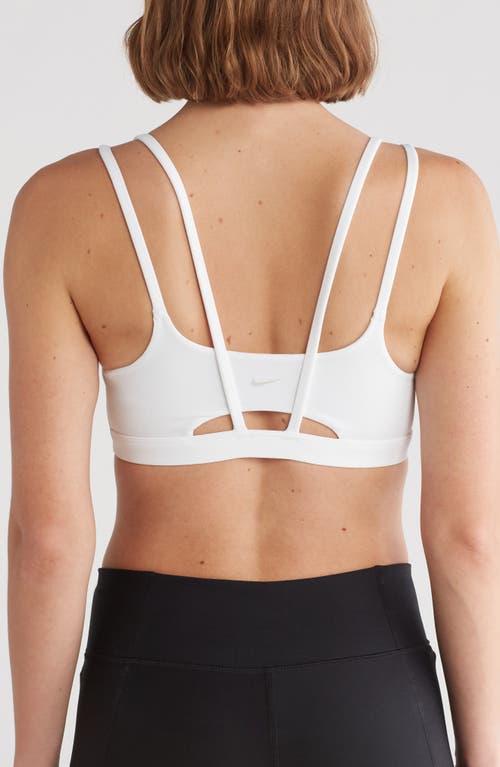 Nike Zenvy Strappy Sports Bra In White/pcg3c