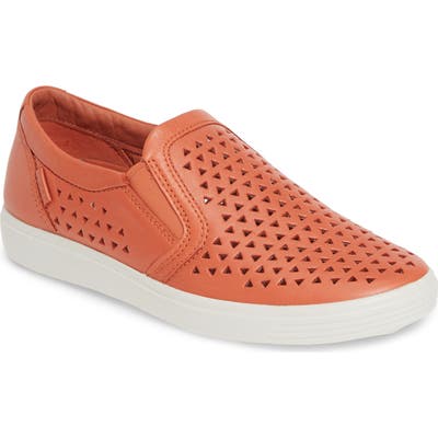 Ecco Soft 7 Laser Cut Slip-On Sneaker, Orange