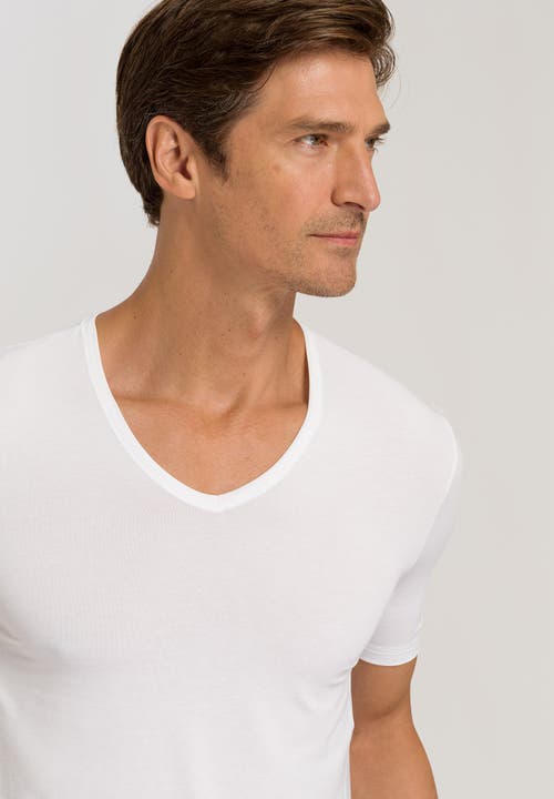Hanro Cotton Pure V-neck T-shirt In White