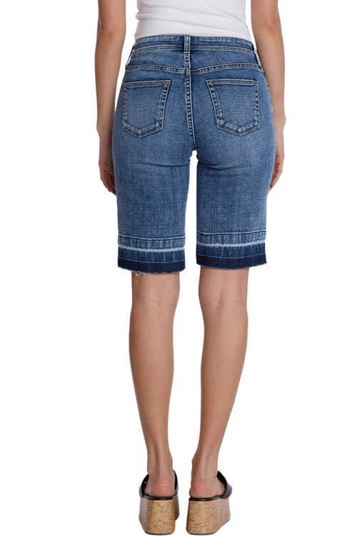 Shop Hint Of Blu Release Hem Bermuda Denim Shorts In Water Denim