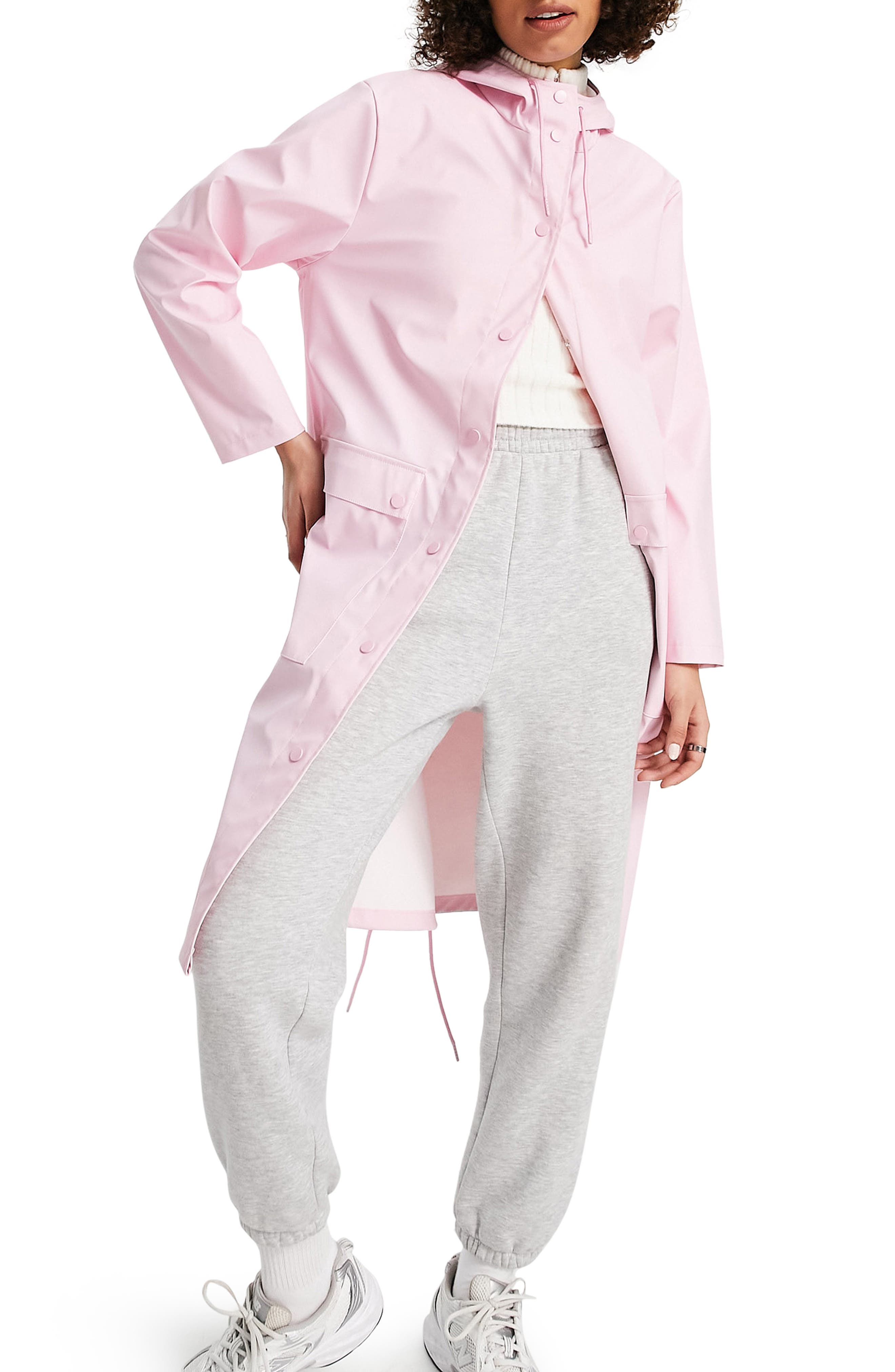 womens pink rain coat