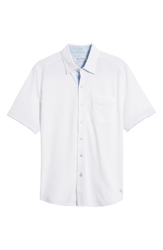 Shop Tommy Bahama San Lucio Islandzone® Short Sleeve Knit Button-up Shirt In White