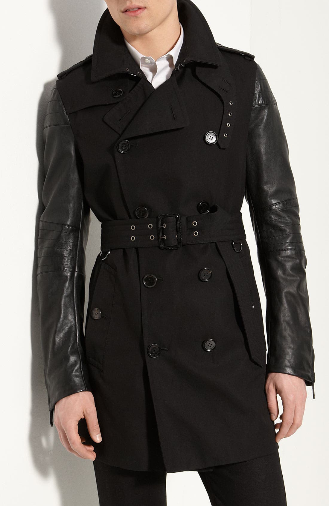 burberry trench coat with leather sleeves