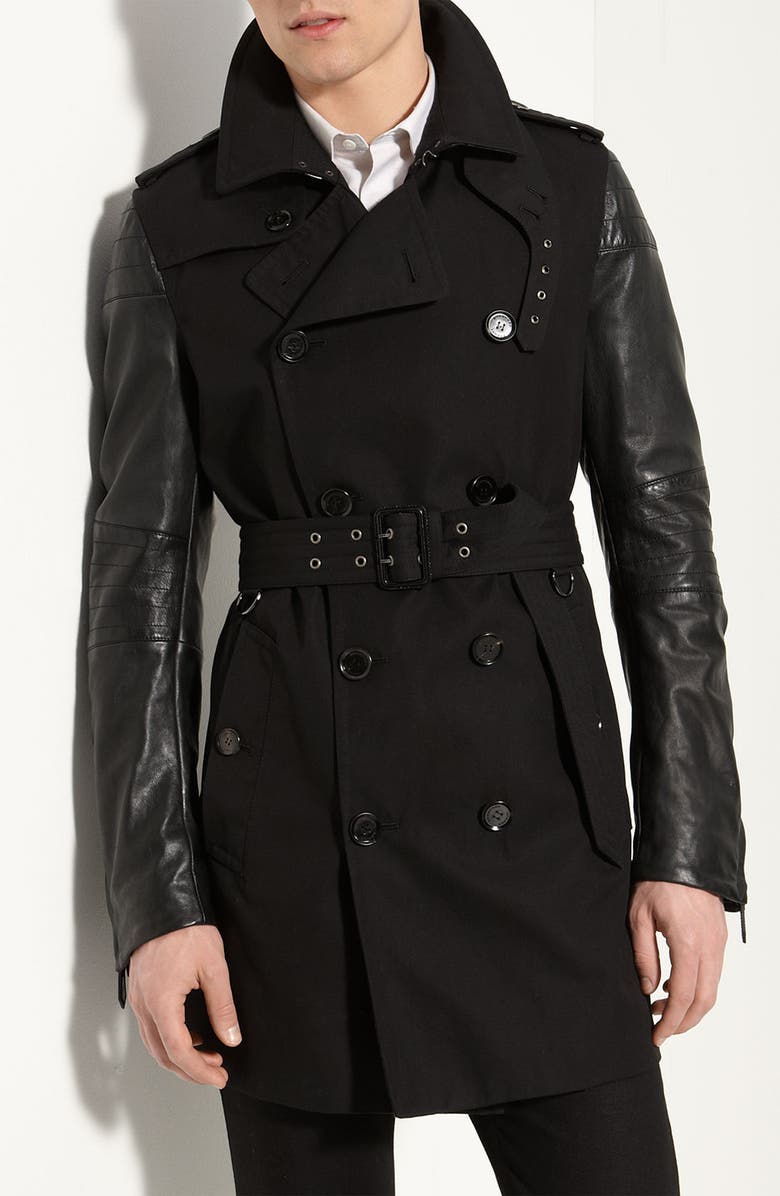 Burberry London Leather Sleeve Trench Coat | Nordstrom