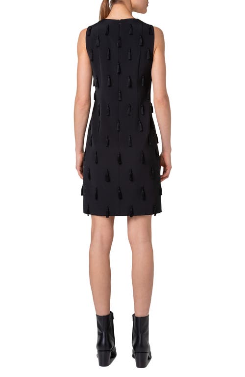 Shop Akris Tassel Silk Sheath Dress In Black