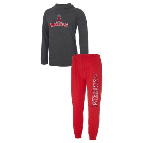 Men's Concepts Sport Red/Charcoal Los Angeles Angels Meter Hoodie & Joggers Set