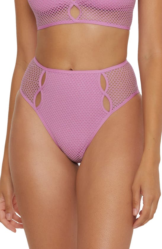 Shop Becca Network Cutout High Waist Bikini Bottoms In Malva