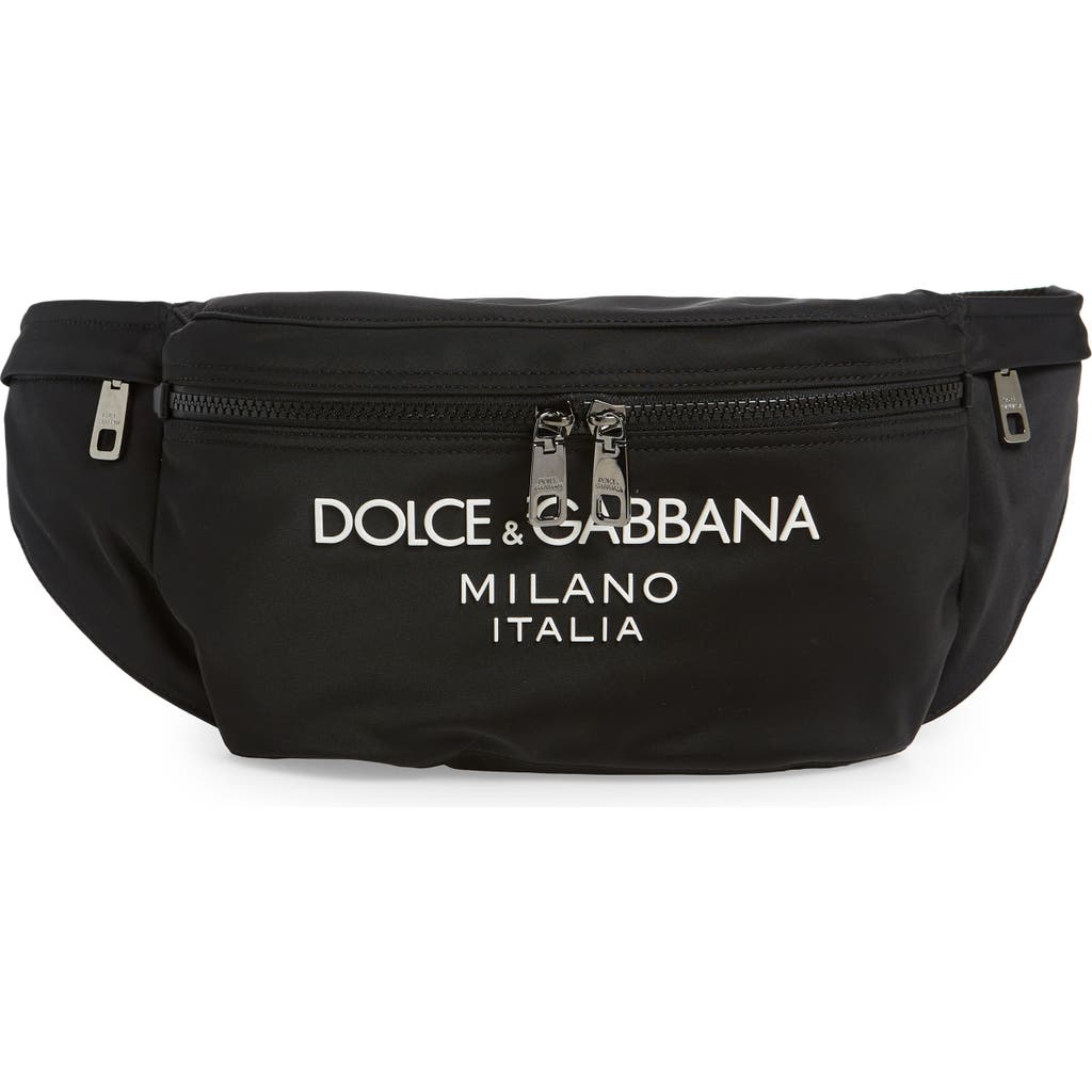 Dolce & Gabbana Dolce&gabbana 3d Logo Nylon Belt Bag In Black/blac