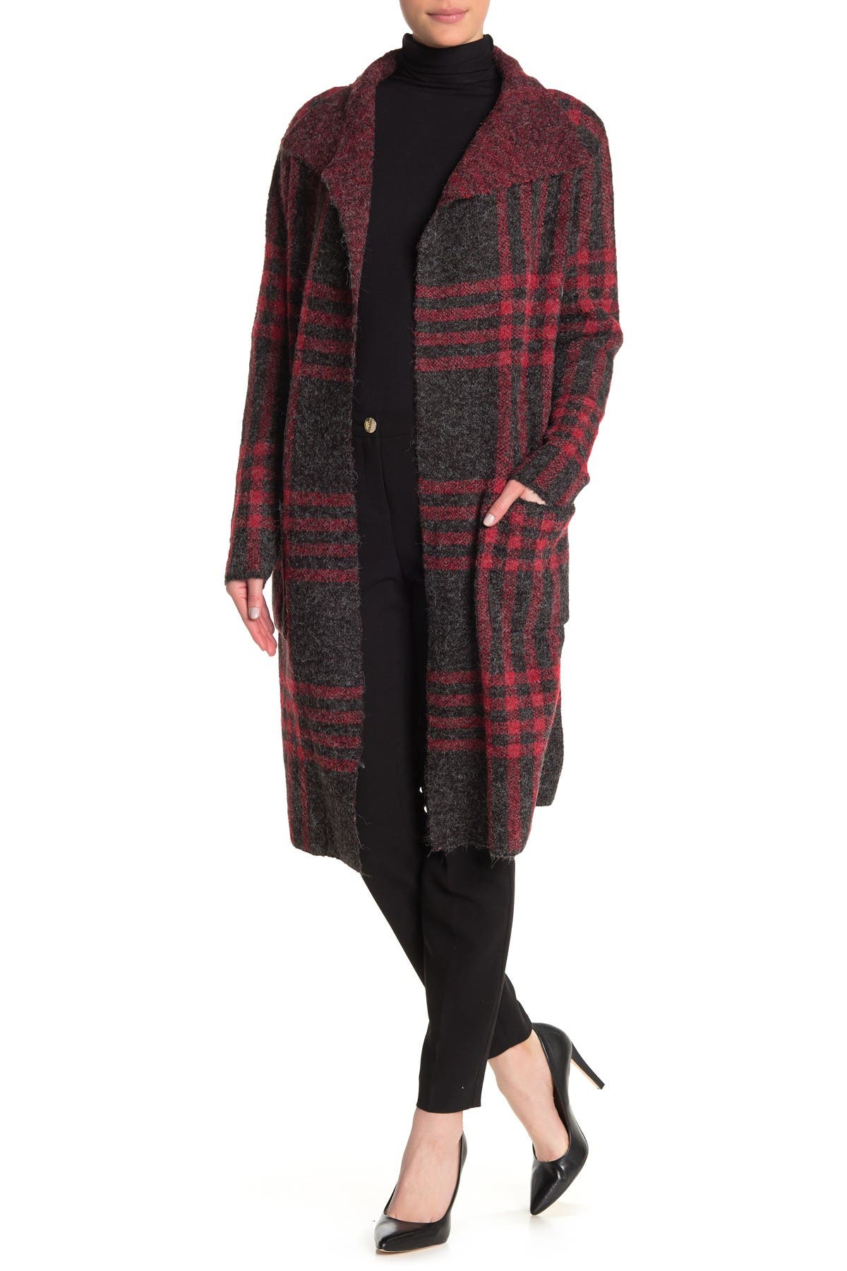 plaid maxi cardigan