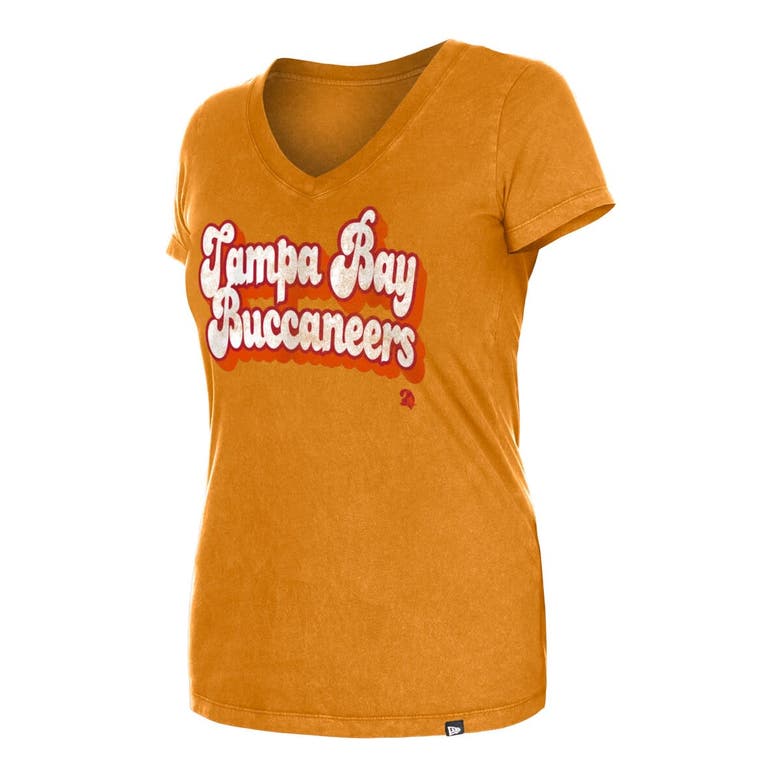 Shop New Era Orange Tampa Bay Buccaneers Enzyme Wash Low V-neck T-shirt
