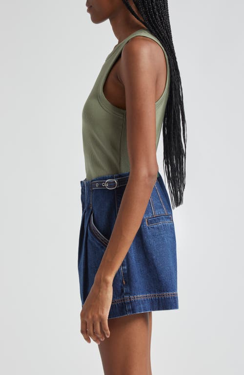 Shop Veronica Beard Jordyn Cotton Rib Crop Tank Top In Sage