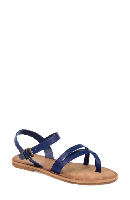 Journee Vasek Strappy Flat Sandal In Blue
