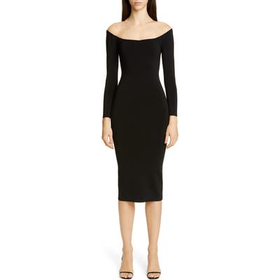 Alexander Wang Long Sleeve Illusion Neck Body-Con Sweater Dress, Black