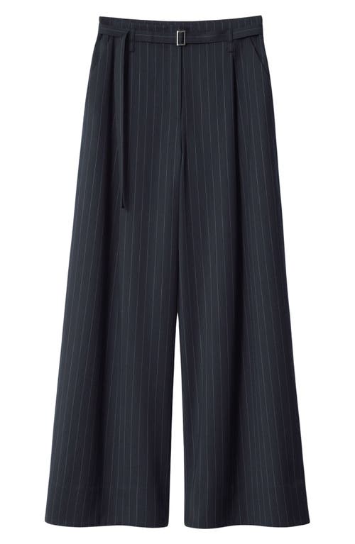 Shop & Other Stories Pinstripe Wool Blend Wide Leg Pants In Blue Pinstripe