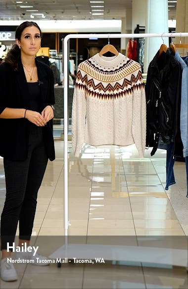 Caslon® Fair Isle Cable Knit Sweater 