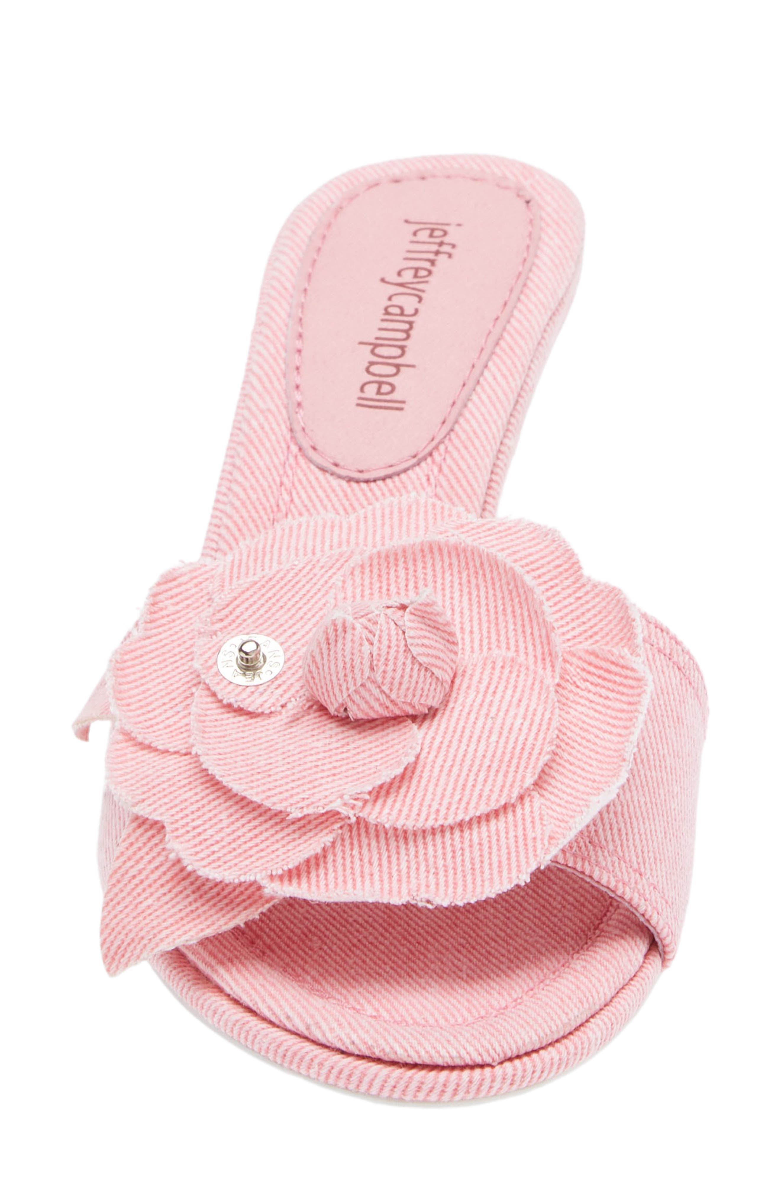 Jeffrey Campbell Bow Slide Sandal In Pink Denim