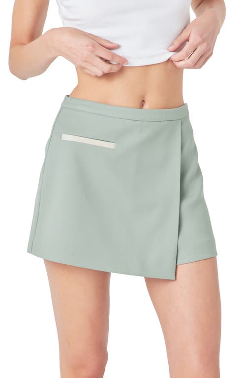 Shop Grey Lab Asymmetric High Waist Wrap Miniskort In Sage