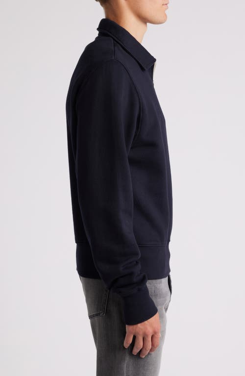 Shop Merz B Schwanen Quarter Zip Organic Cotton Sweatshirt In Dark Navy