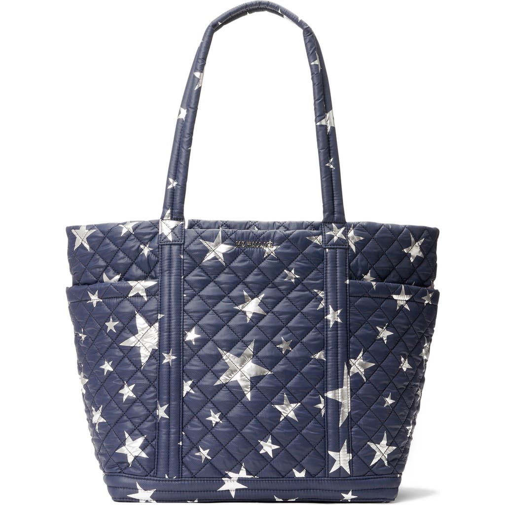 MZ Wallace Large Empire Diamond Quilted Nylon Tote in Dawn With Silver Star