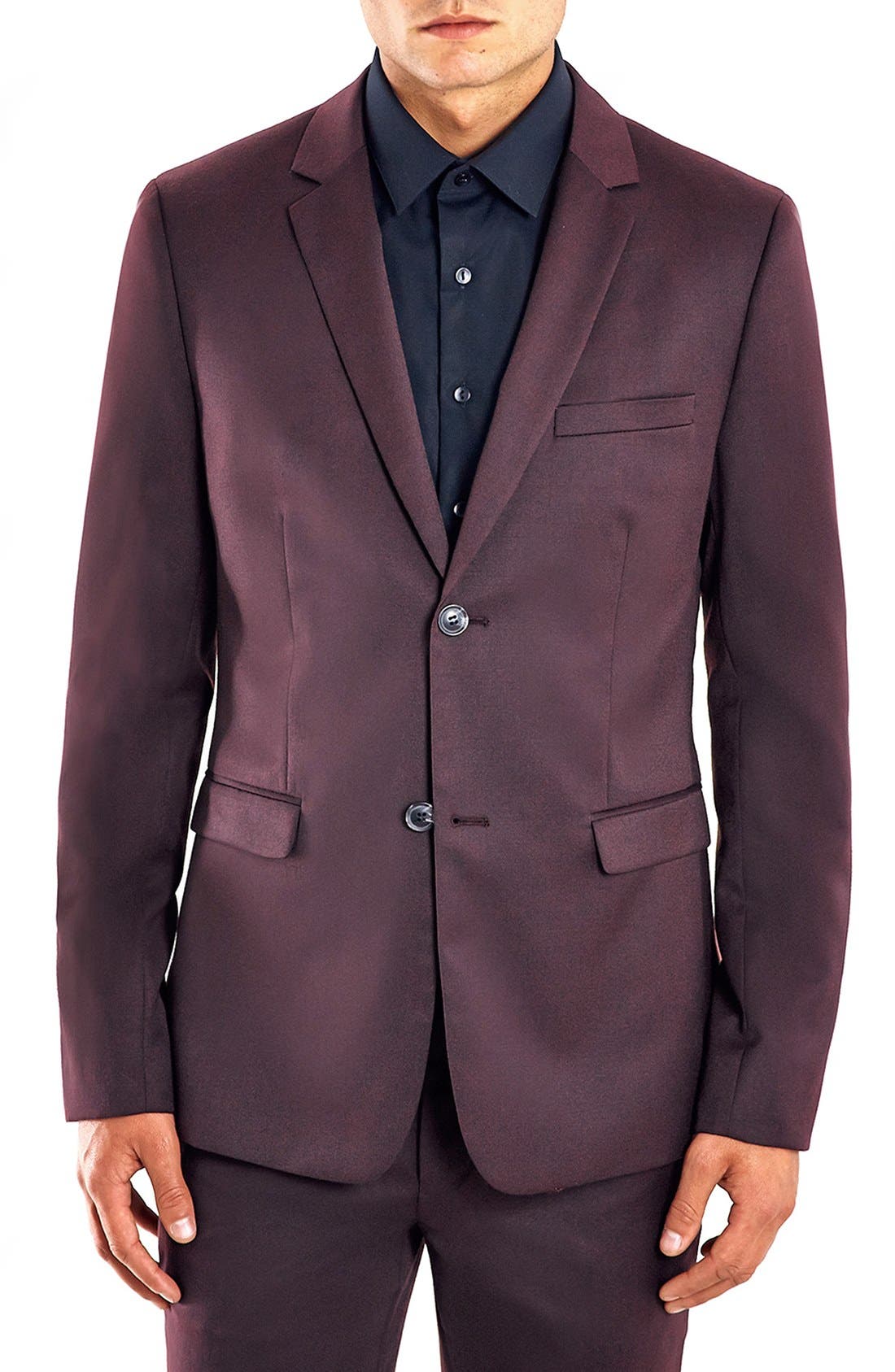 Topman Skinny Fit Burgundy Wool Blend Suit Jacket Nordstrom