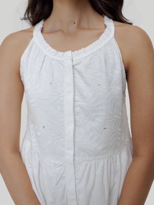 Reistor Embroidered Tiered Maxi Dress In Coconut White