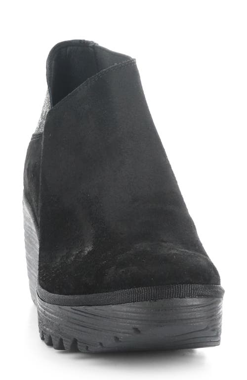 Shop Fly London Yego Wedge Bootie In Black/graphite Oil/cool