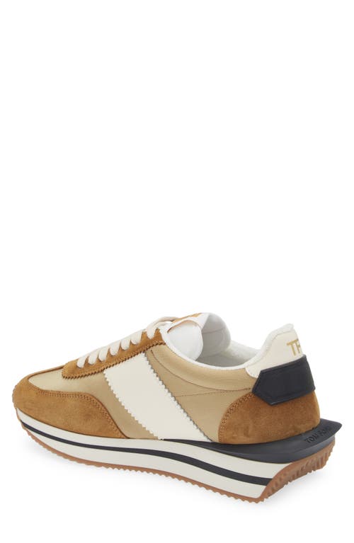 Shop Tom Ford James Mixed Media Low Top Sneaker In Biscuit/sand/cream