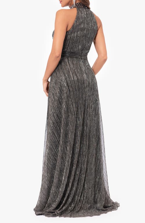 Shop Betsy & Adam Bead Detail Metallic Gown In Steel