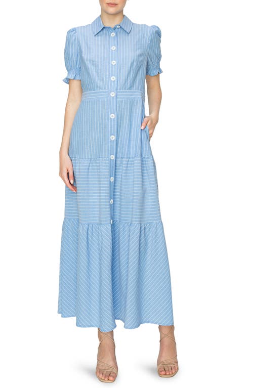 Melloday Stripe Shirtdress In Blue/white Stripe