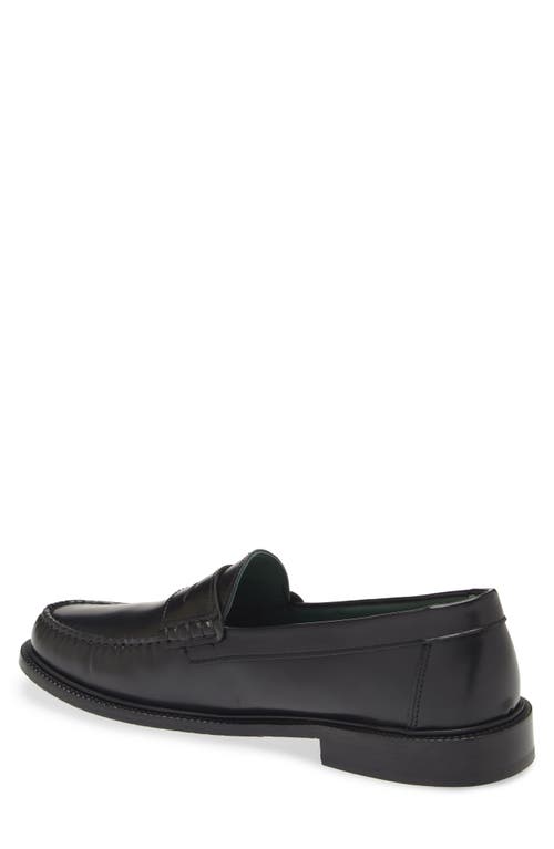 Vinny's Yardee Penny Loafer In Black Polido Leather