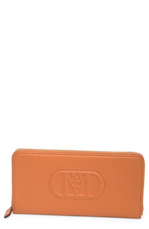 Mode Travia Leather Zip Around Wallet