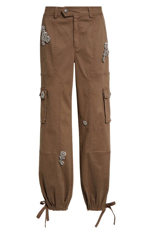 Shop Cinq À Sept Crystal Chrysanthemum Zola Cargo Pants In Olive