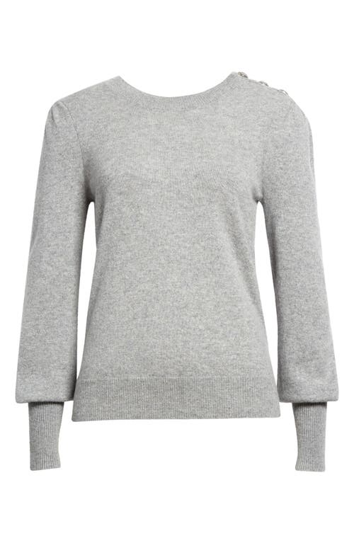 Veronica Beard Nelia Button Accent Cashmere Sweater in Heather Grey at Nordstrom, Size X-Large