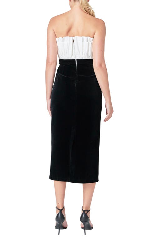 Endless Rose Strapless Mix Media Cocktail Midi Dress In Ivory