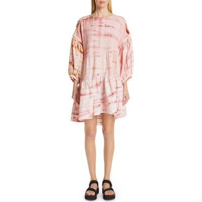 Story Mfg. Verity Tie Dye Drop Waist Dress, Red